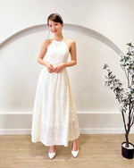 3D Floral Embroidery Halter Maxi Gown LIGHT YELLOW/ LIGHT PINK (S-L)