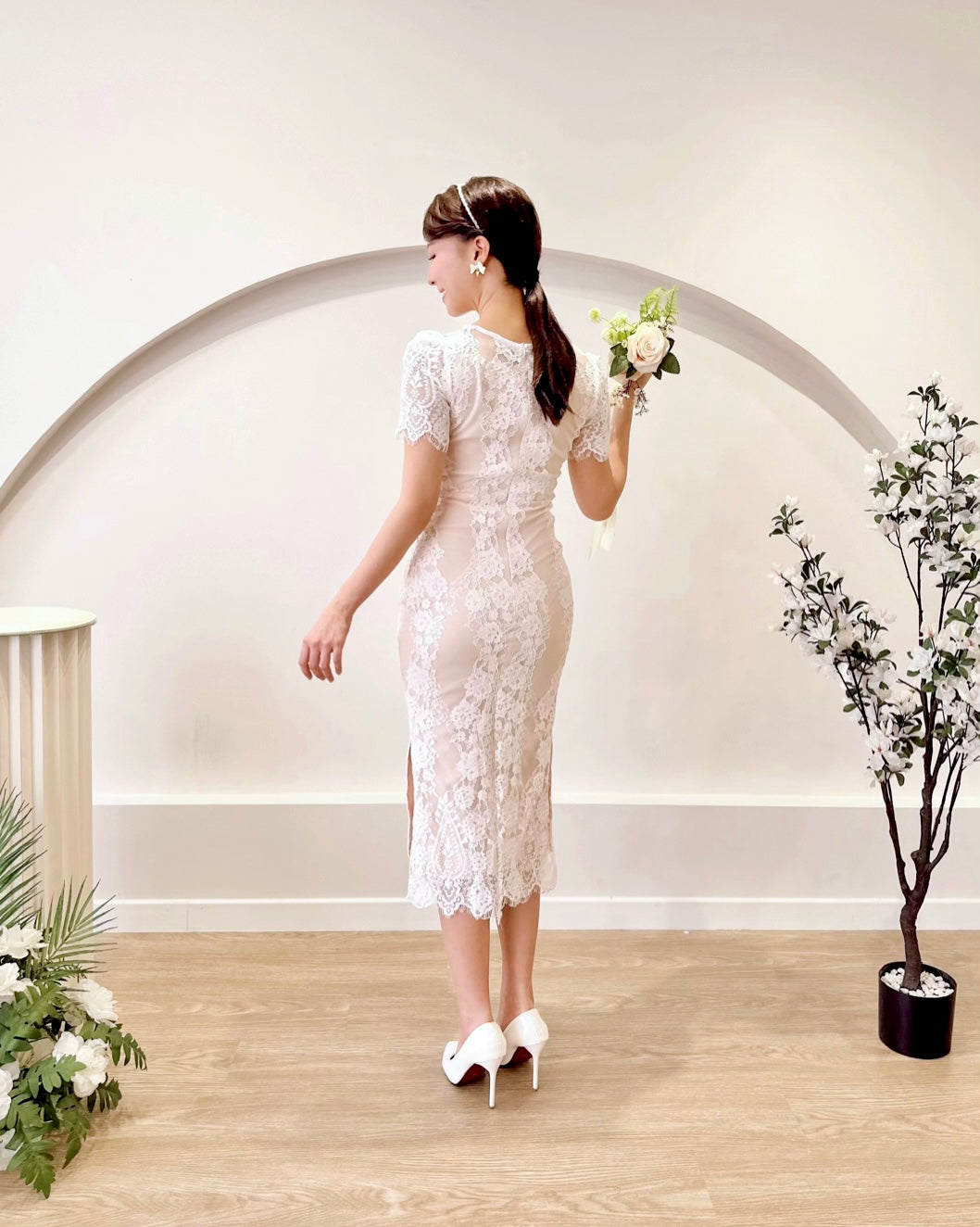 Crochet Lace V Body Fit Midi Dress (S-L) Sweet & Classy Co. Crochet Lace V Body Fit Midi Dress (S-L) Sweet & Classy Co.