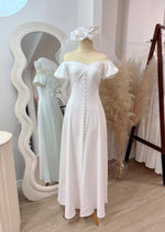 Elastic Sleeve Off Shoulder Flare Maxi Gown (S-XL)