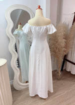 Elastic Sleeve Off Shoulder Flare Maxi Gown (S-XL)