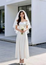 Elastic Sleeve Off Shoulder Flare Maxi Gown (S-XL)