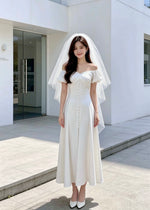 Elastic Sleeve Off Shoulder Flare Maxi Gown (S-XL)