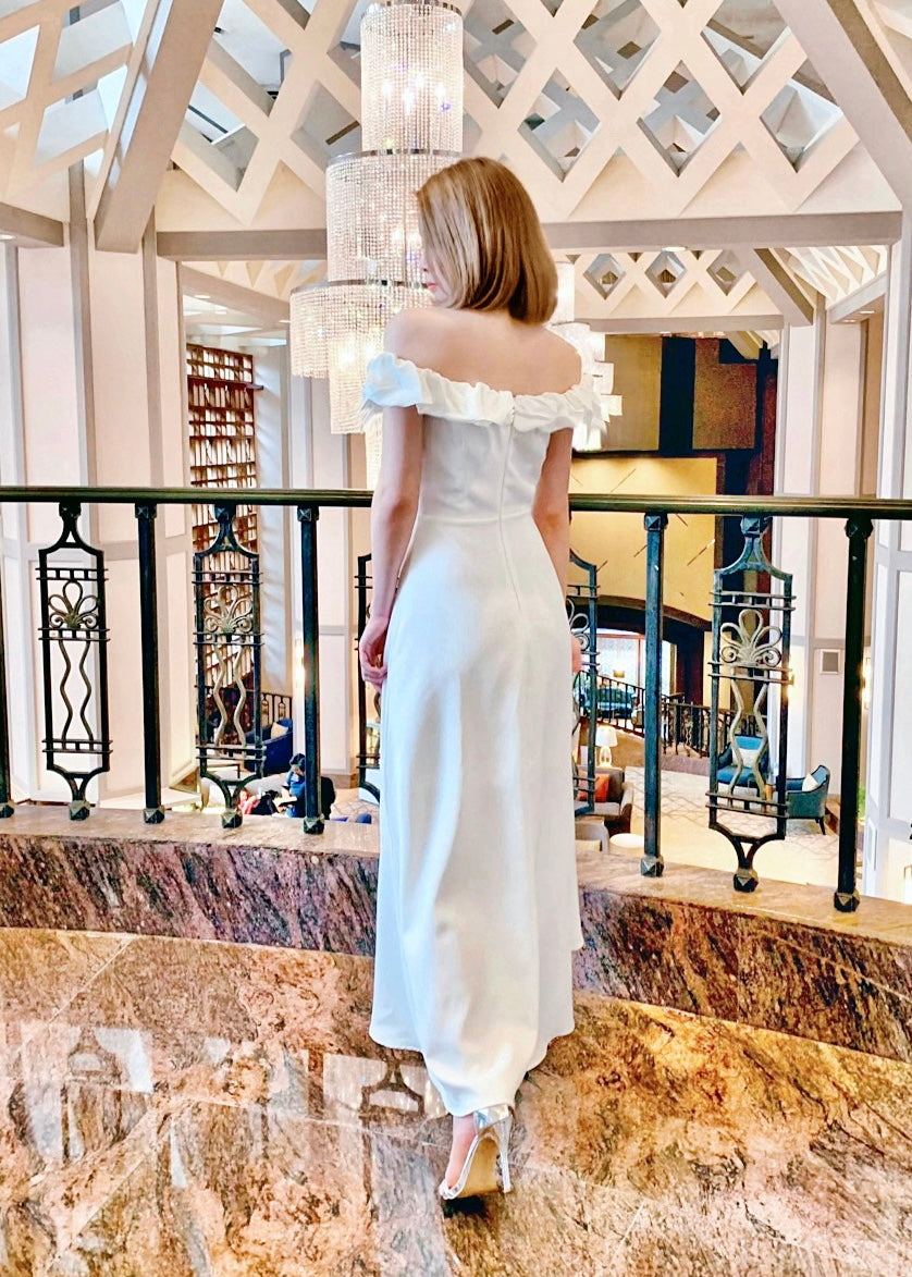 *PLUS SIZE* Off Shoulder Sweet Puff Flare Maxi Gown (S-2XL)