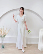 V Pleats Design Mermaid Maxi Gown (S-L)