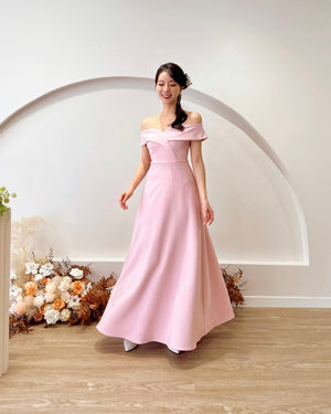 *PLUS SIZE* Off Shoulder Sweetheart Flare Maxi Dress PINK (S-2XL)