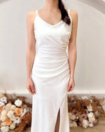 *S&C MADE* V Spaghetti Straps High Slit Maxi Gown WHITE (XS-L)