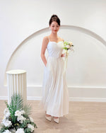Spaghetti Straps Flare Maxi Dress WHITE/ BABY BLUE (SM)