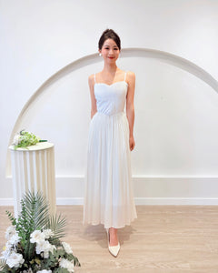 Spaghetti Straps Flare Maxi Dress WHITE/ BABY BLUE (SM)