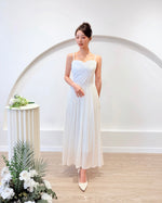 Spaghetti Straps Flare Maxi Dress WHITE/ BABY BLUE (SM)