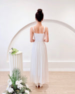 Spaghetti Straps Flare Maxi Dress WHITE/ BABY BLUE (SM)