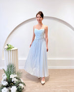 Spaghetti Straps Flare Maxi Dress WHITE/ BABY BLUE (SM)