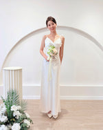 Satin Spaghetti Straps Maxi Gown PEARL WHITE/ BABY BLUE (S-L)