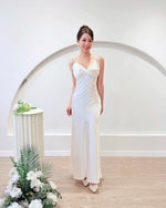 Satin Spaghetti Straps Maxi Gown PEARL WHITE/ BABY BLUE (S-L)