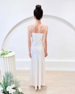 Satin Spaghetti Straps Maxi Gown PEARL WHITE/ BABY BLUE (S-L)