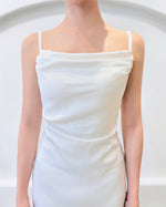 *S&C Made* Spaghetti Straps Satin Pleats Maxi Dress WHITE (XS-L)