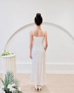 *S&C Made* Spaghetti Straps Satin Pleats Maxi Dress WHITE (XS-L)