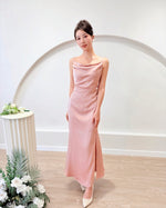 *S&C Made* Spaghetti Straps Satin Pleats Maxi Dress PINK (S-L)