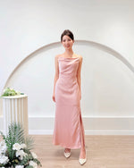 *S&C Made* Spaghetti Straps Satin Pleats Maxi Dress PINK (S-L)