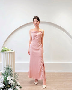 *S&C Made* Spaghetti Straps Satin Pleats Maxi Dress PINK (S-L)