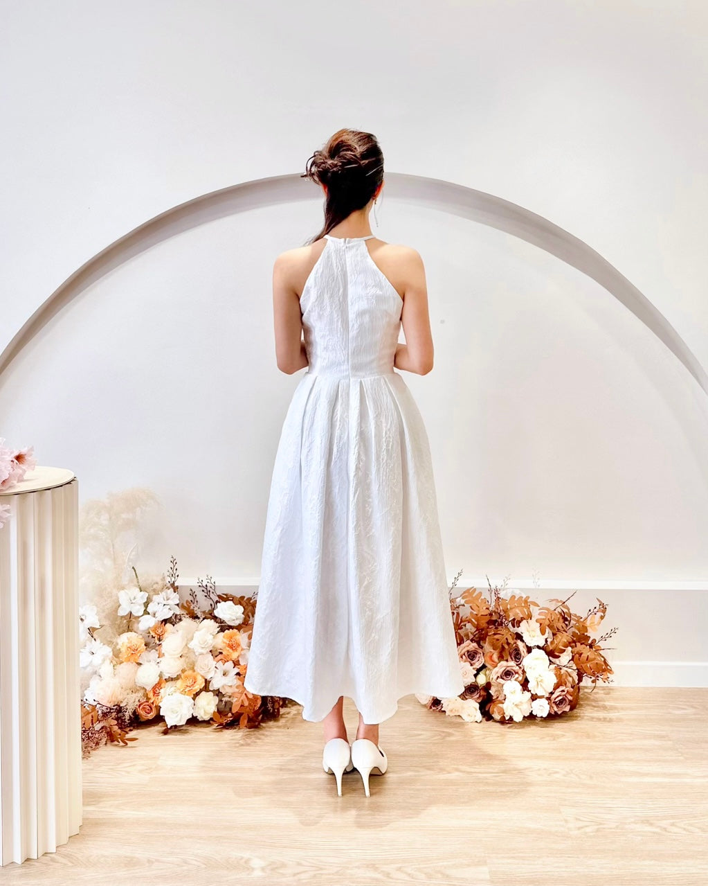 Diamond Halter Design Jacquard Flare Dress (ML) Sweet & Classy Co. Diamond Halter Design Jacquard Flare Dress (ML) Sweet & Classy Co.