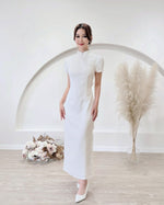 *S&C Made* Oriental Knot Bow Design Qipao WHITE/ WINE RED (S-XL)