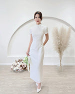 *S&C Made* Oriental Knot Bow Design Qipao WHITE/ WINE RED (S-XL)