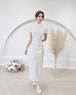 *S&C Made* Oriental Knot Bow Design Qipao WHITE/ WINE RED (S-XL)