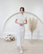 *S&C Made* Oriental Knot Bow Design Qipao WHITE/ WINE RED (S-XL)