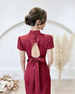 *S&C Made* Oriental Knot Bow Design Qipao WHITE/ WINE RED (S-XL)