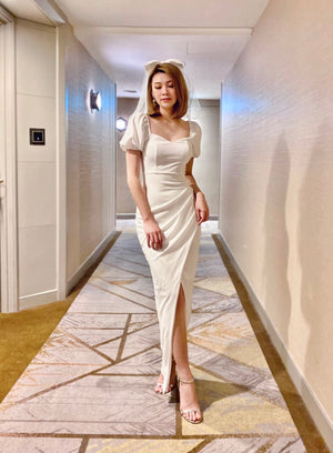 Elastic Sleeve Sweetheart Bodyfit 2 Way Maxi Gown (SML)