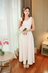 V Ribbon Design Maxi Dress (L)