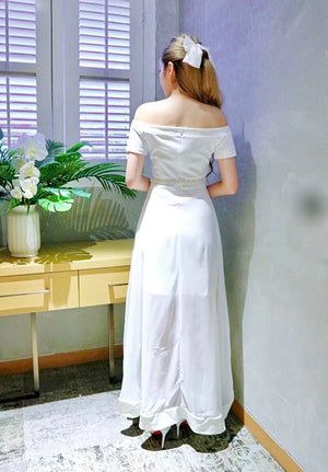 *EXCLUSIVE* Asymmetry 2 Way maxi dress WHITE (SM)