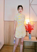 Floral Embroidery Lace Cotton Oriental Set YELLOW/ PINK/ BLUE (S-XL)
