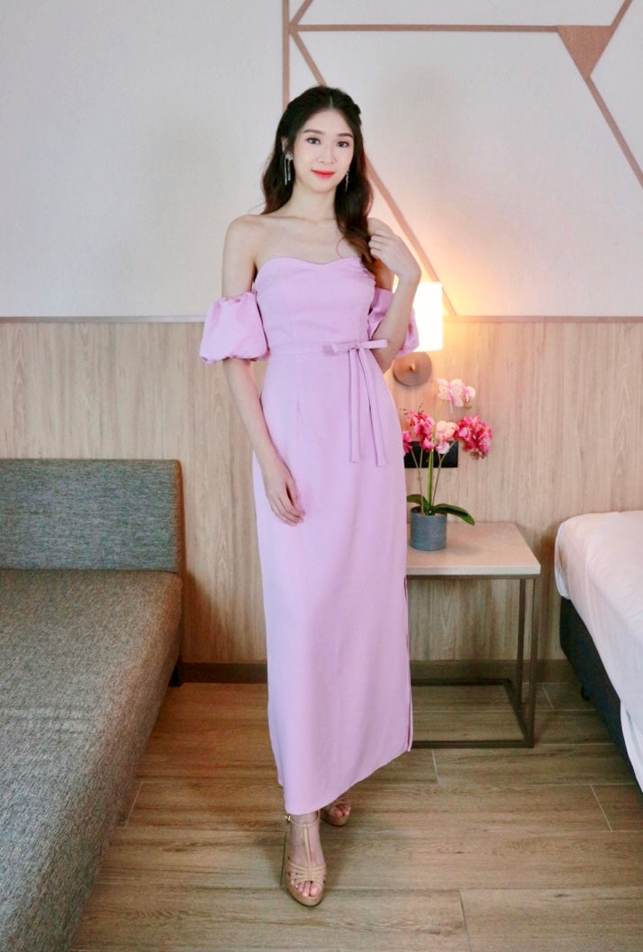 Sweetheart Puff Off Shoulder Maxi Dress LILAC (ML)