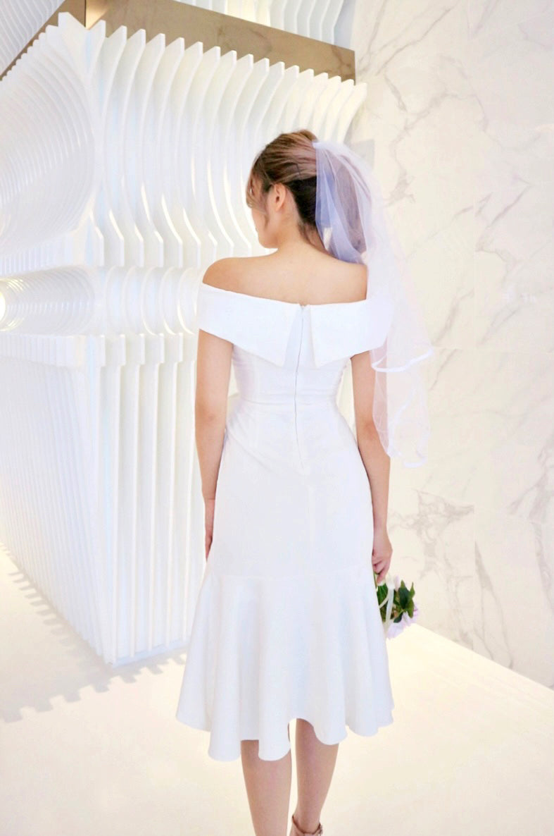 *S&C MADE* Fishtail Off Shoulder Midi Dress (ML)