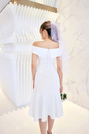 *S&C MADE* Fishtail Off Shoulder Midi Dress (ML)