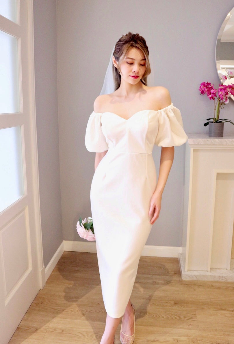 *S&C MADE* Puffy Sleeve Sweetheart 2 Way dress (S-L)