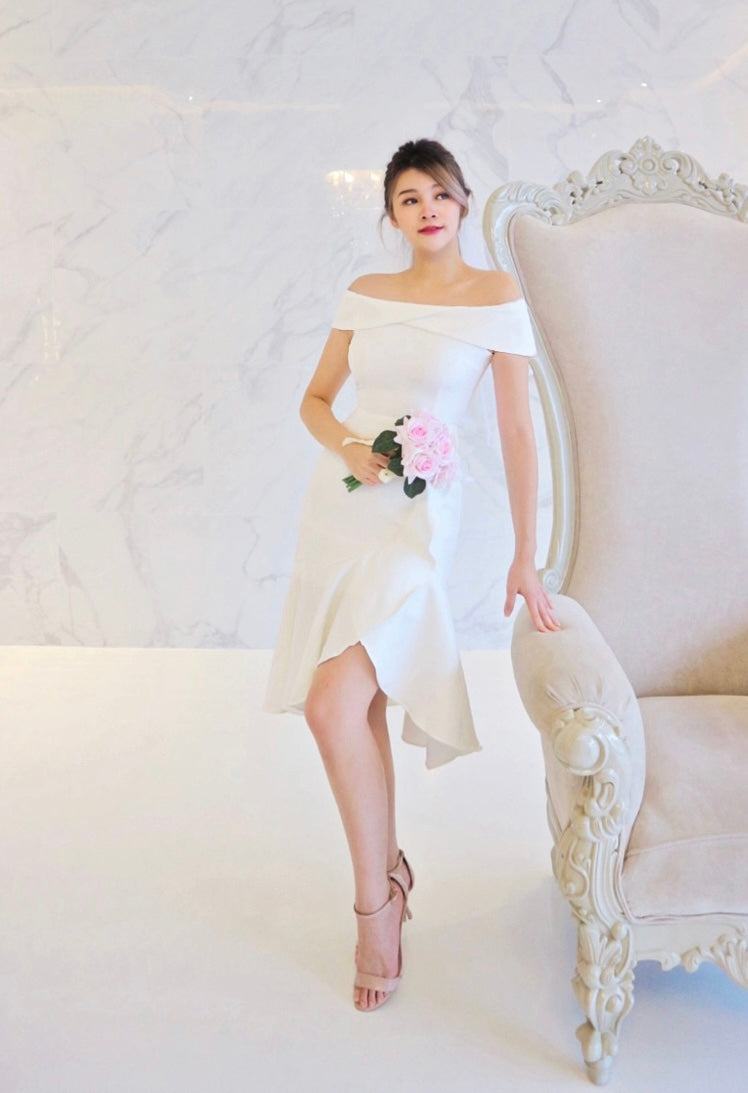 *S&C MADE* Fishtail Off Shoulder Midi Dress (ML)