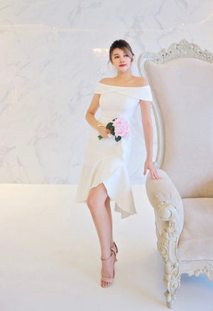 *S&C MADE* Fishtail Off Shoulder Midi Dress (ML)