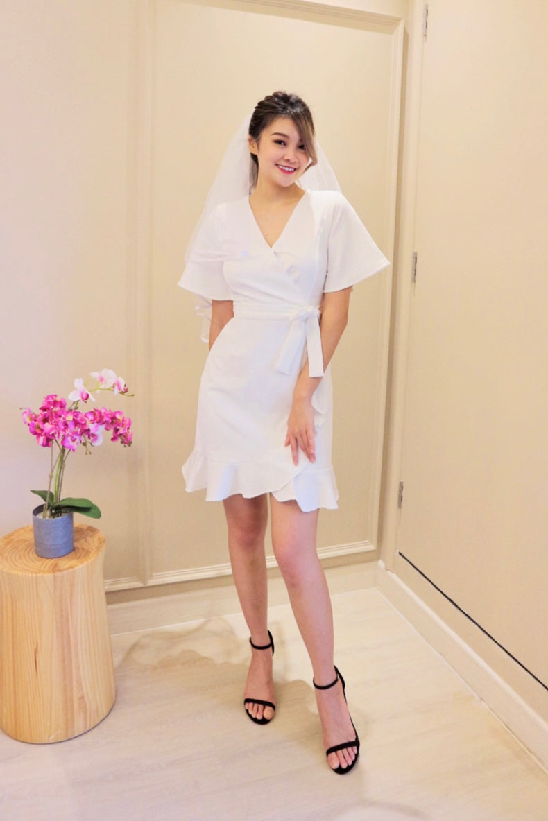 *S&C MADE* V Ruffles Mermaid Dress WHITE (S-XL)
