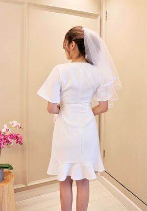 *S&C MADE* V Ruffles Mermaid Dress WHITE (S-XL)