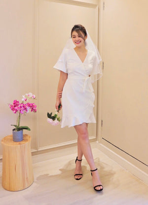*S&C MADE* V Ruffles Mermaid Dress WHITE (S-XL)