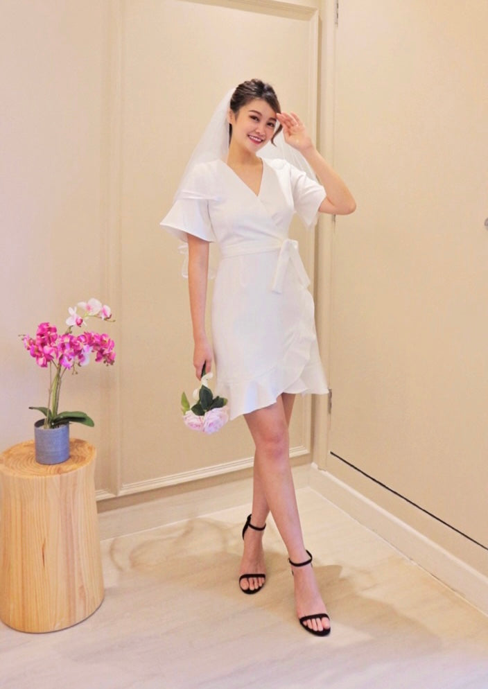 *S&C MADE* V Ruffles Mermaid Dress WHITE (S-XL)