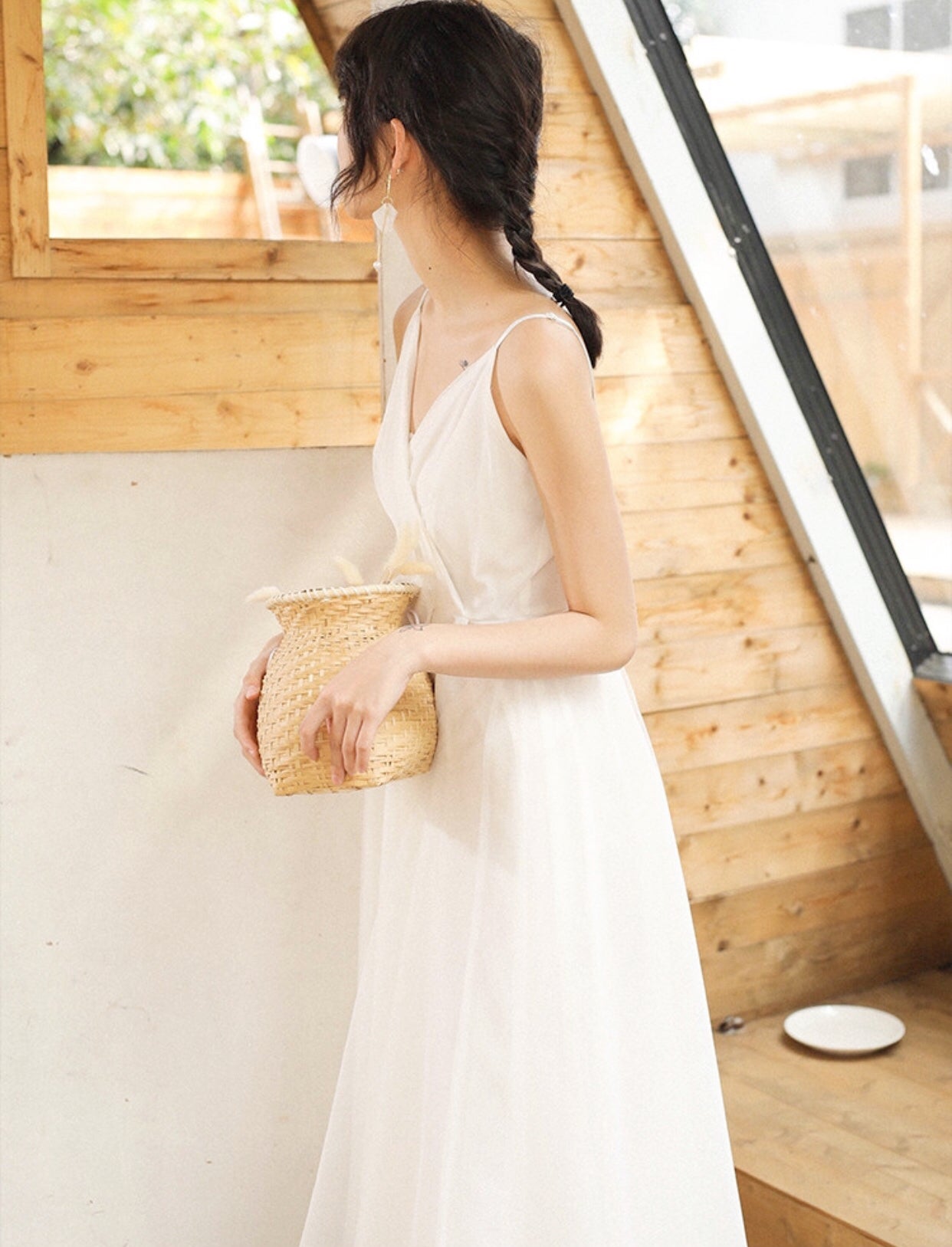 Pure White V Spaghetti Straps Gown Dress (S-L) - Sweet & Classy Co.