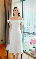 Elastic Off Shoulder Ribbon Mermaid Dress (SM)