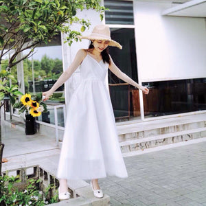 Pure White V Spaghetti Straps Gown Dress (S-L) - Sweet & Classy Co.