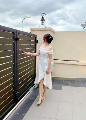 *S&C MADE* Fishtail Off Shoulder Midi Dress (ML)